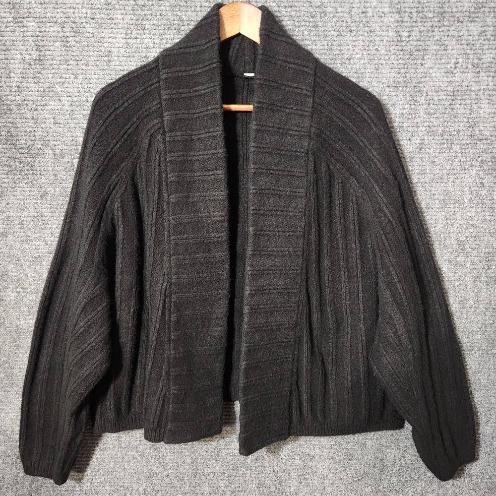 Lululemon Wool Black Twin Rib Sweater Wrap Size M/L